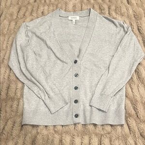 Banana Republic Forever Sweater Gray V-Neck Button Front Cardigan Size Small
